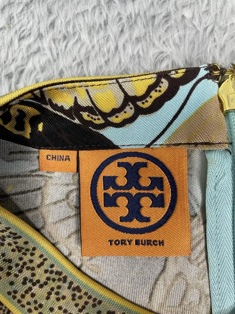 Tory Burch Shift Dress Womens XS Multicolor Butterfly Crew Neck Silk Long Sleeve